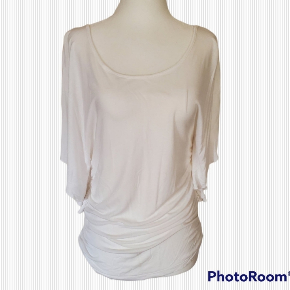 New York & Company Women's White Rouched Blouse sz XS